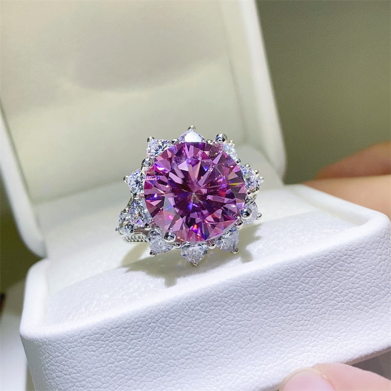 10 Carat Moissanite Zircon 925 Sterling Silver Ring - Charming Charlie