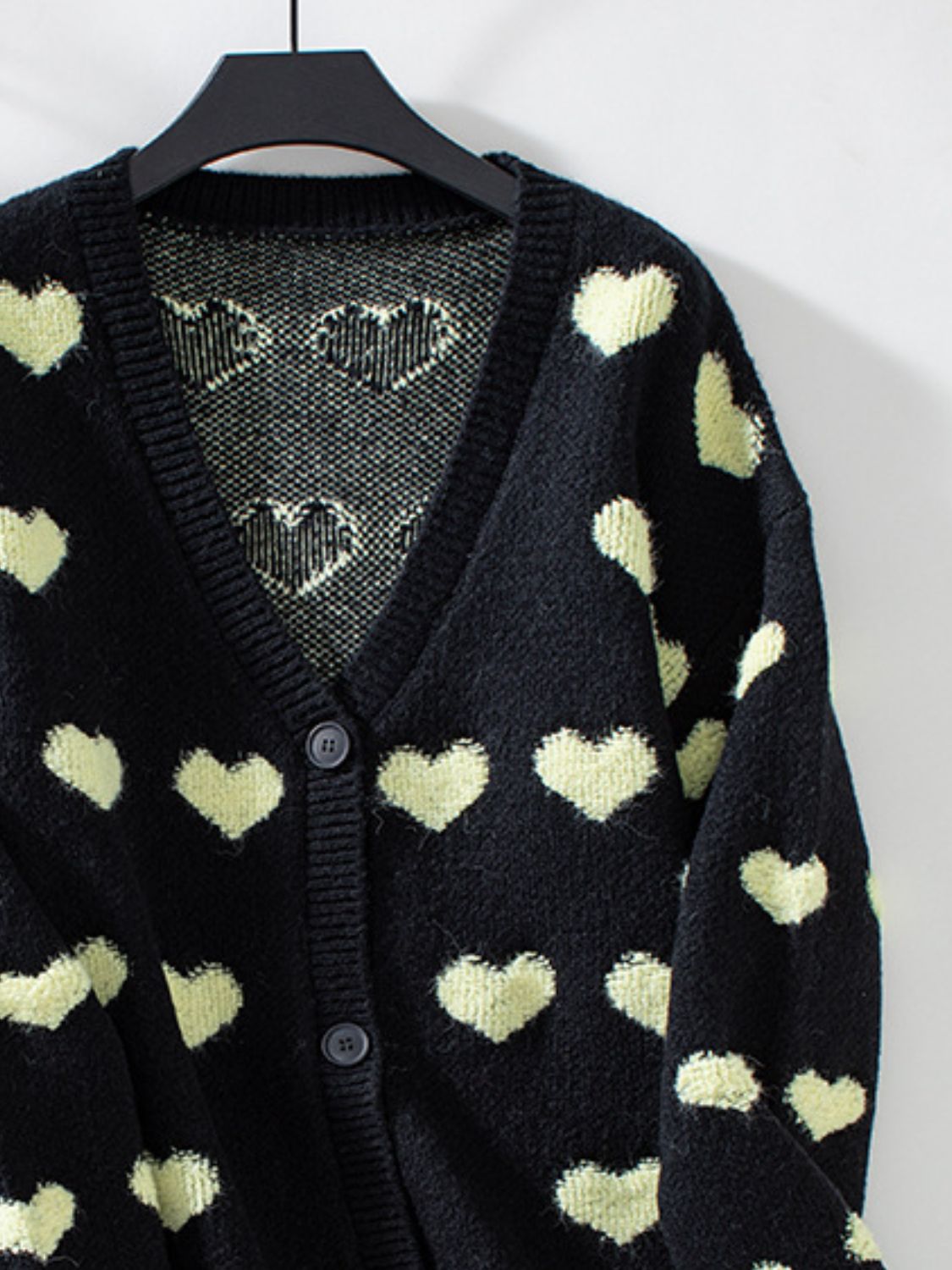 Heart V-Neck Button Up Long Sleeve Cardigan - Charming Charlie