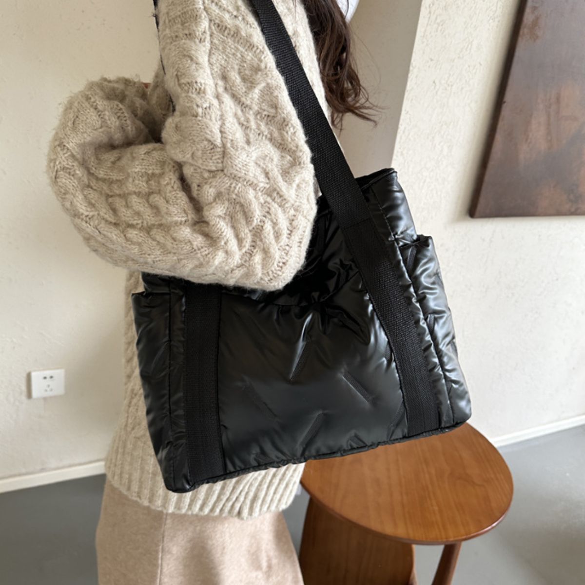 Polyester Tote Bag with Zipper - Charming Charlie