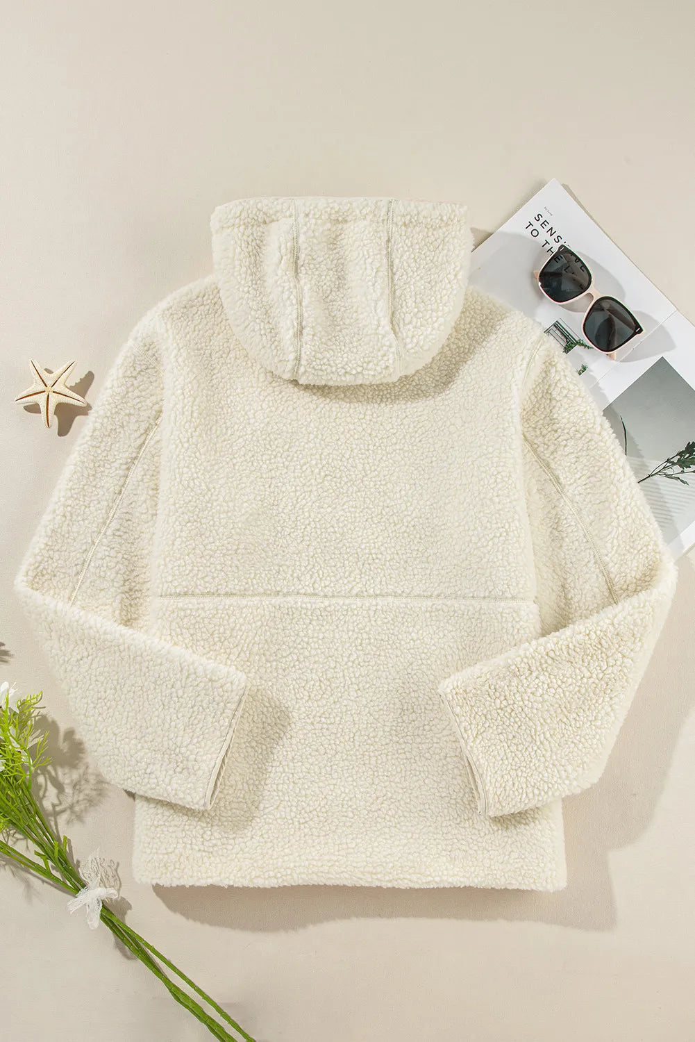 Drawstring Zip Up Long Sleeve Hooded Jacket - Charming Charlie