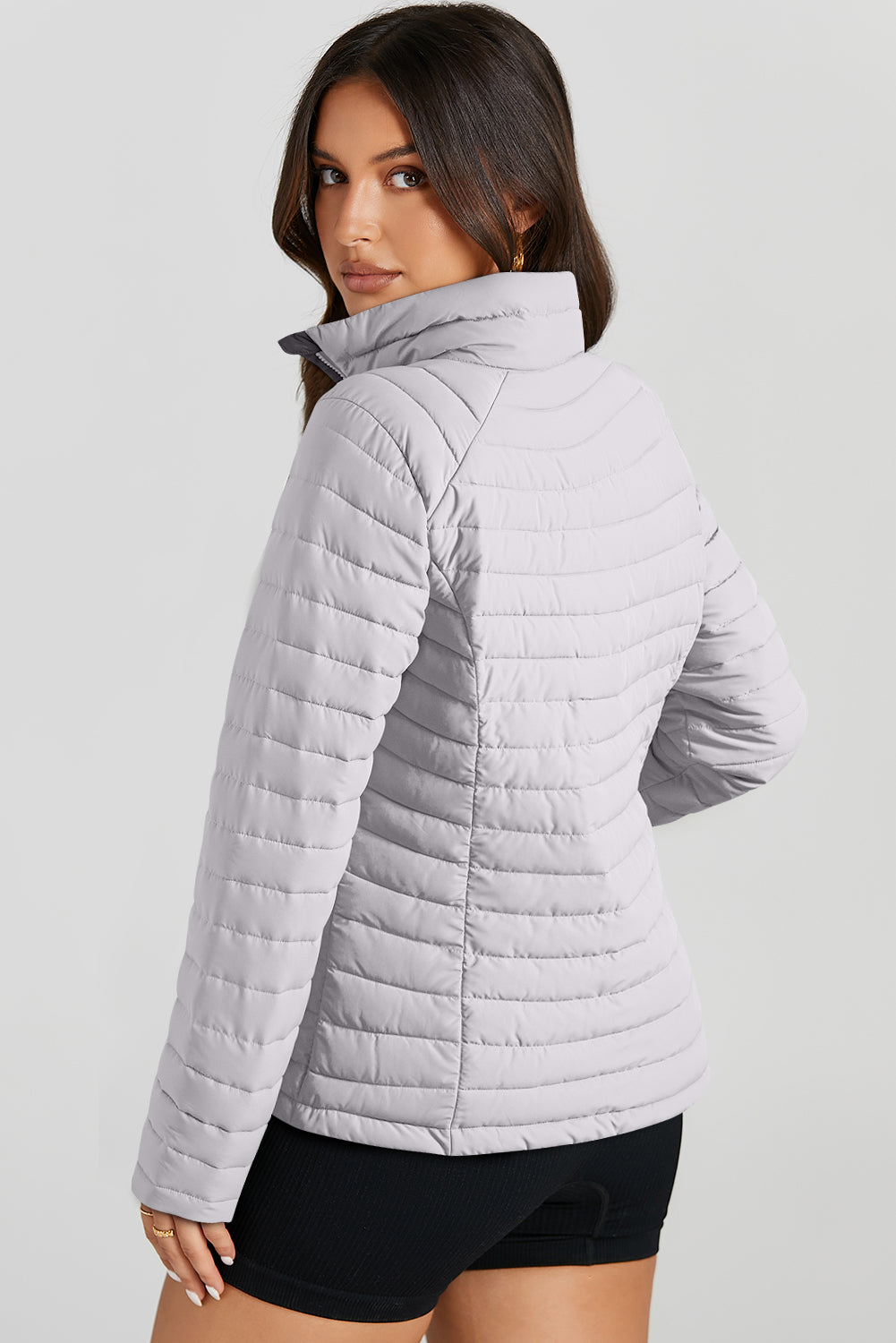 Turtleneck Zip Up Long Sleeve Jacket - Charming Charlie