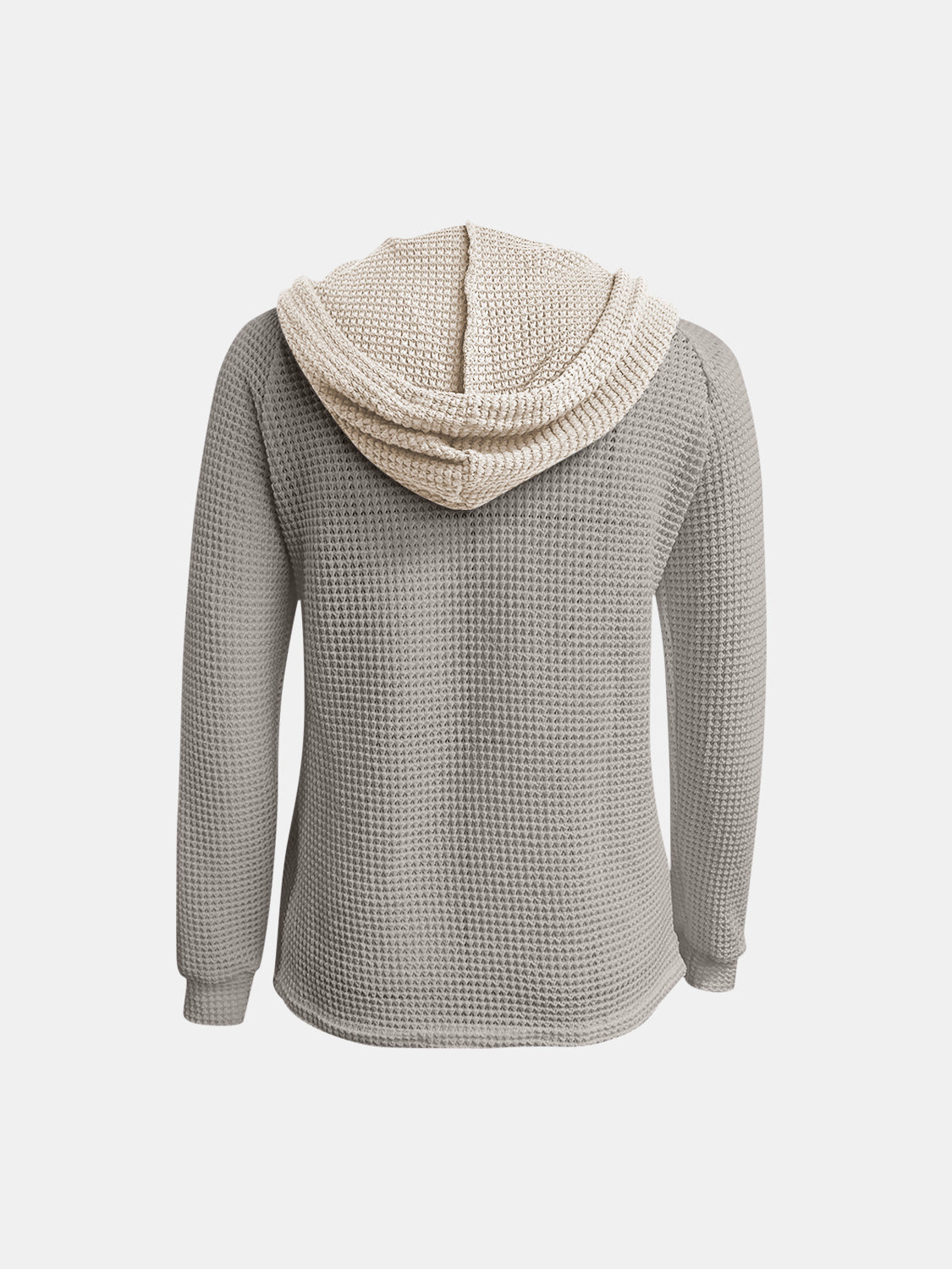 Full Size Waffle-Knit Contrast Long Sleeve Hoodie - Charming Charlie