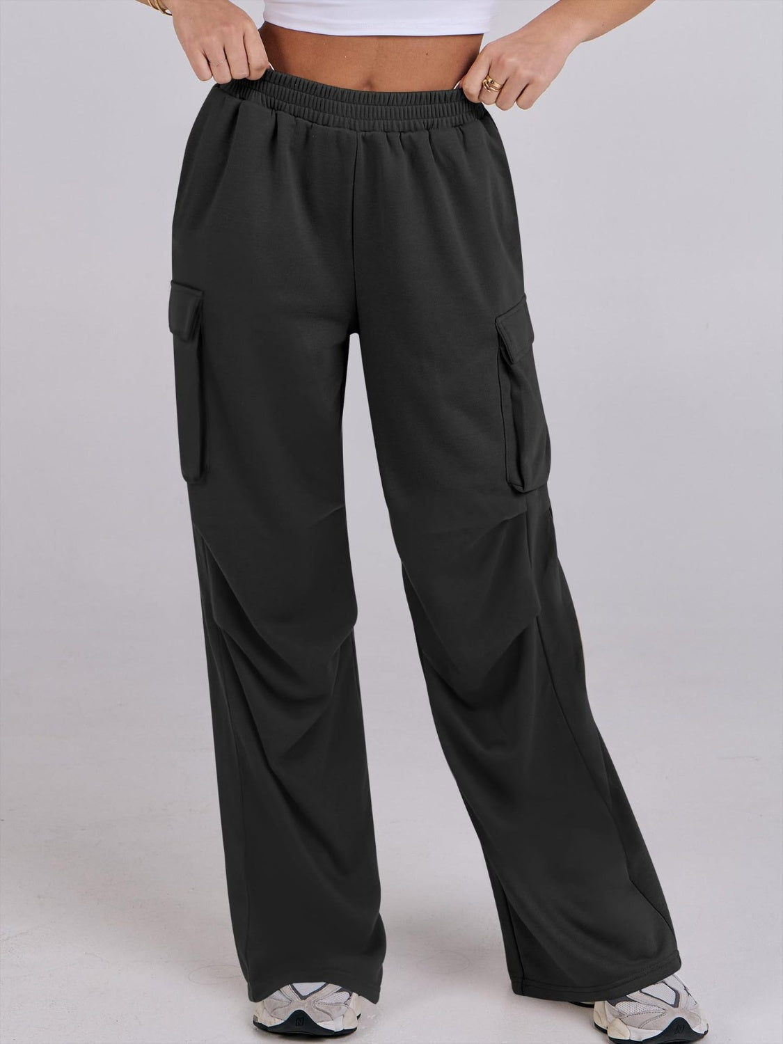 Elastic Waist Wide Leg Pants with Pockets - Charming Charlie