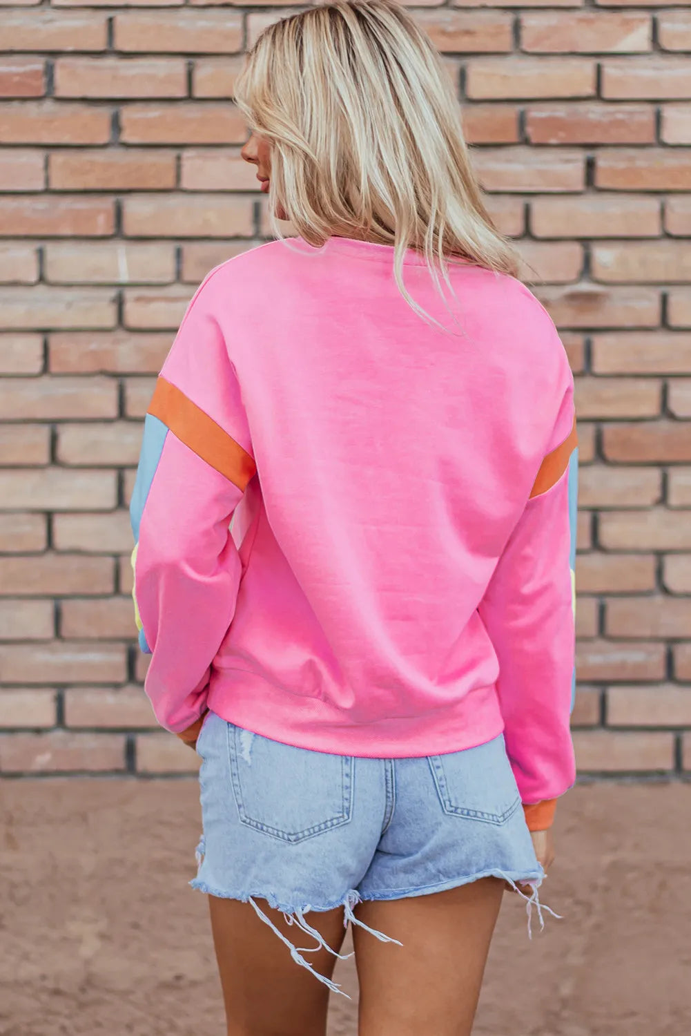 Contrast Round Neck Long Sleeve Top - Charming Charlie