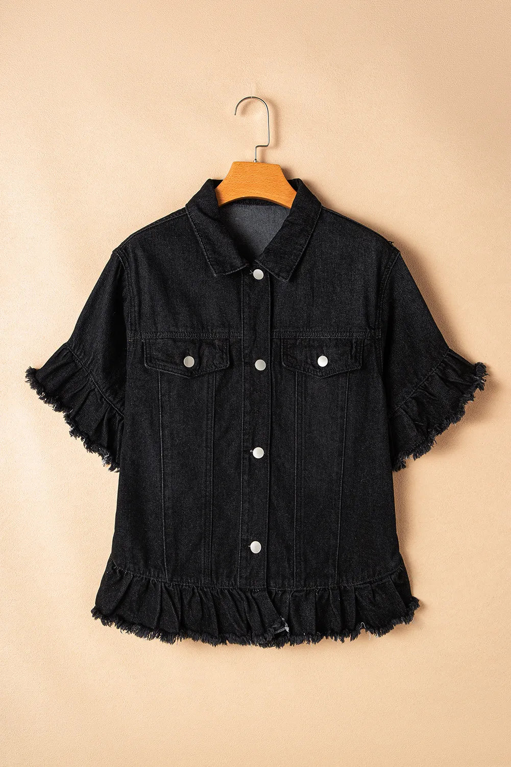 Raw Hem Button Up Denim Top - Charming Charlie
