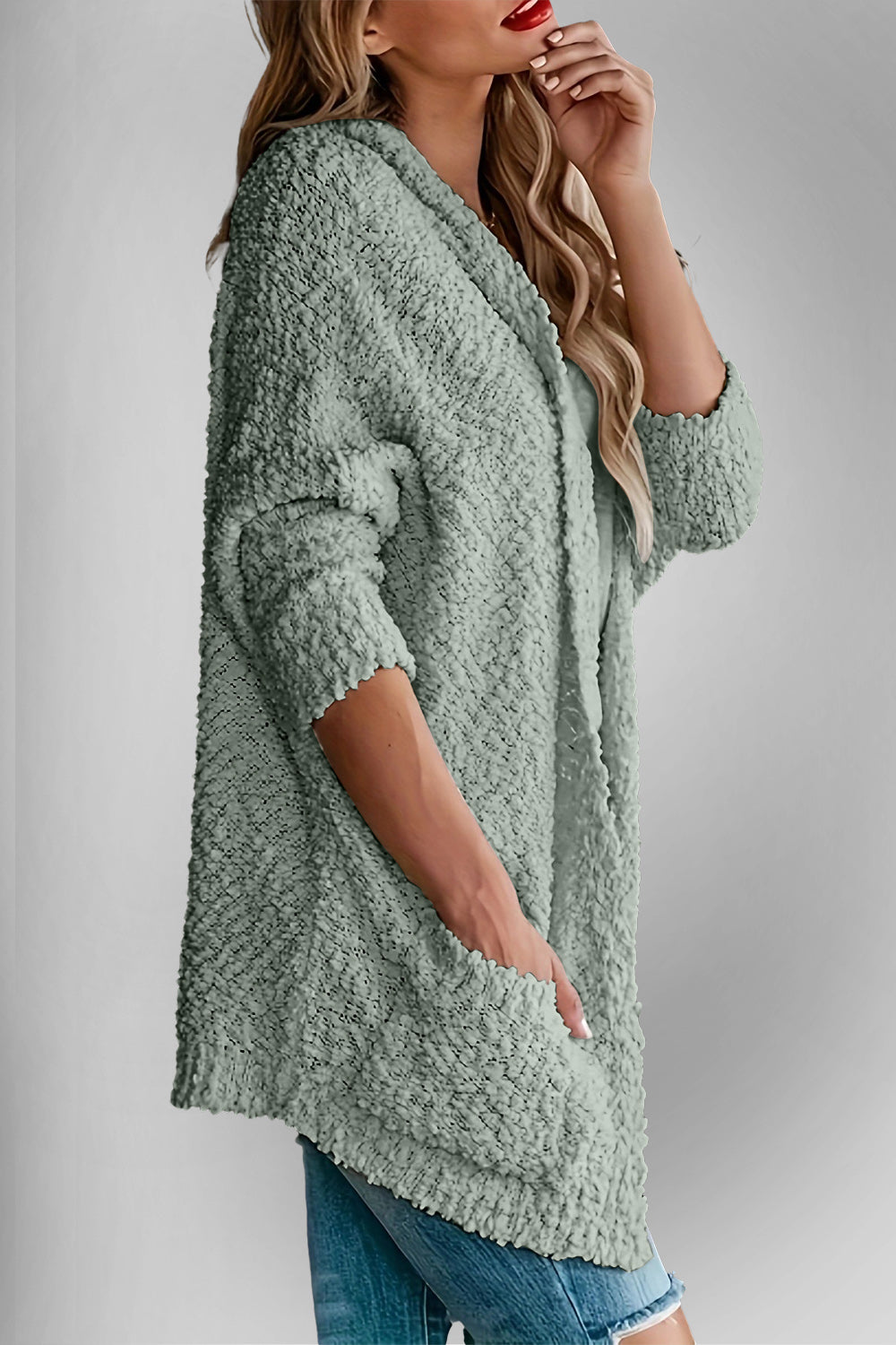 Double Take Pocketed Open Front Long Sleeve Cardigan - Charming Charlie