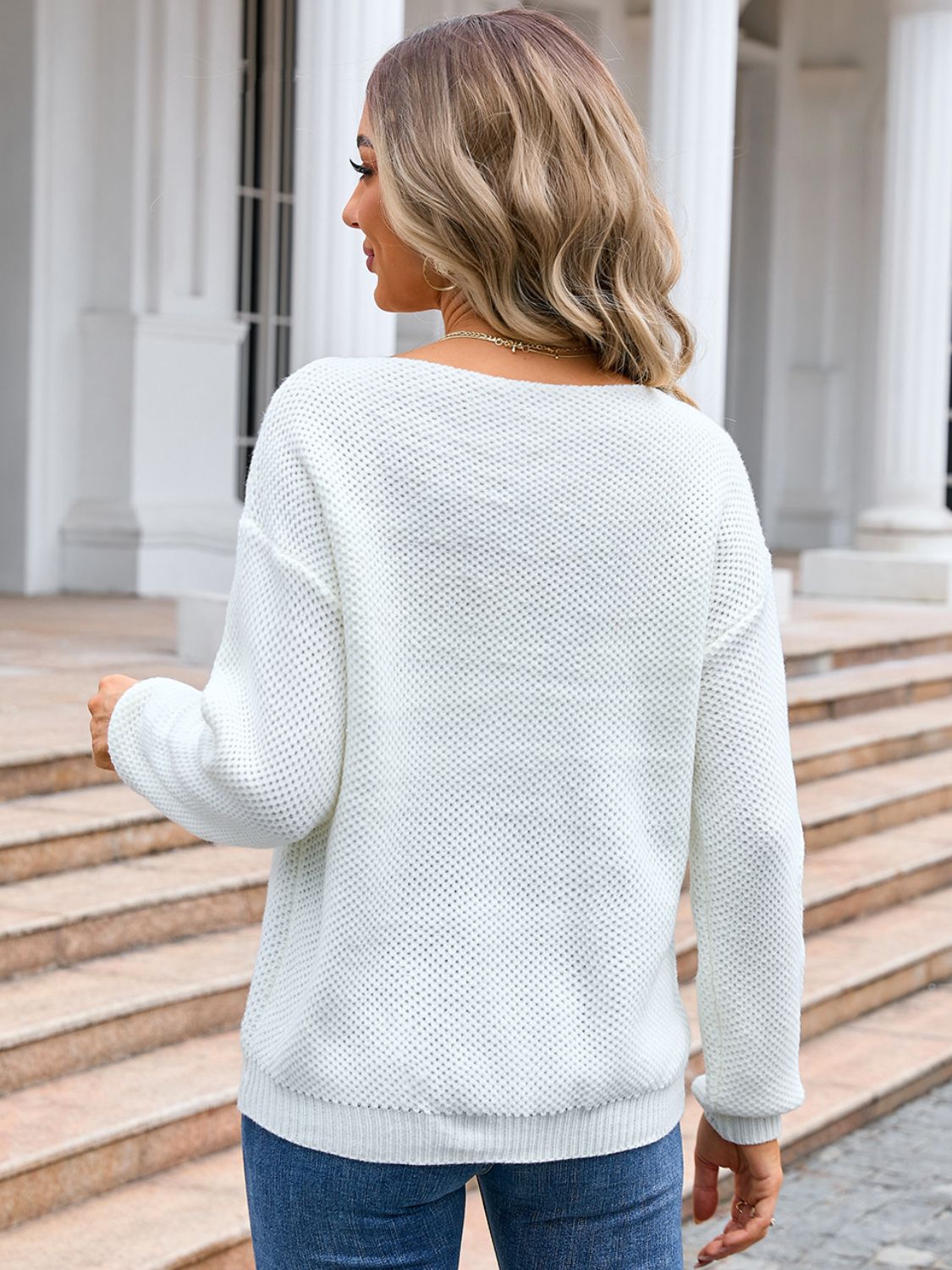 Decor Button Drop Shoulder Knit Top - Charming Charlie