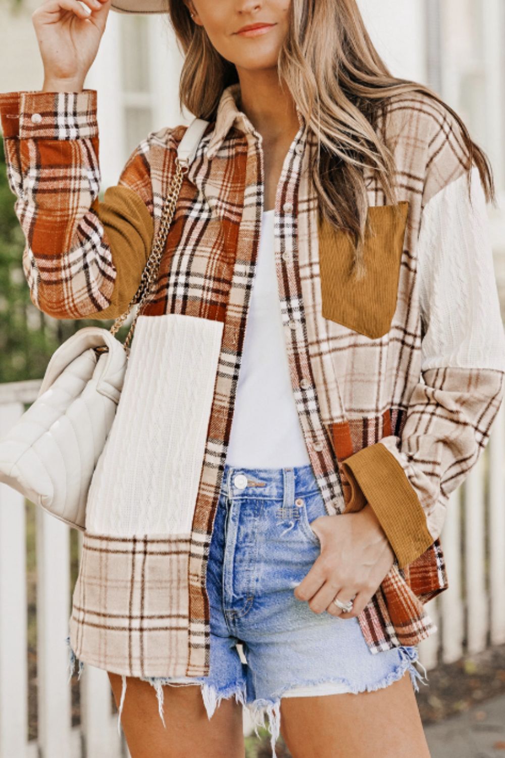 Plaid Button Up Long Sleeve Shacket - Charming Charlie
