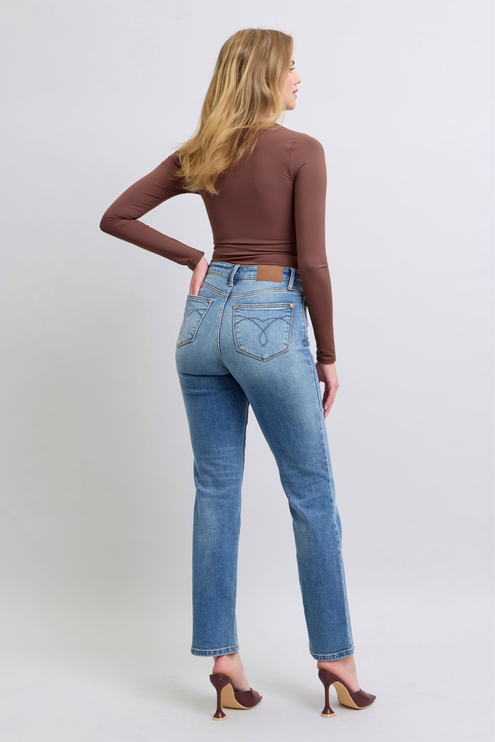 Judy Blue Full Size Wash Thermal Straight Jeans with Pockets - Charming Charlie