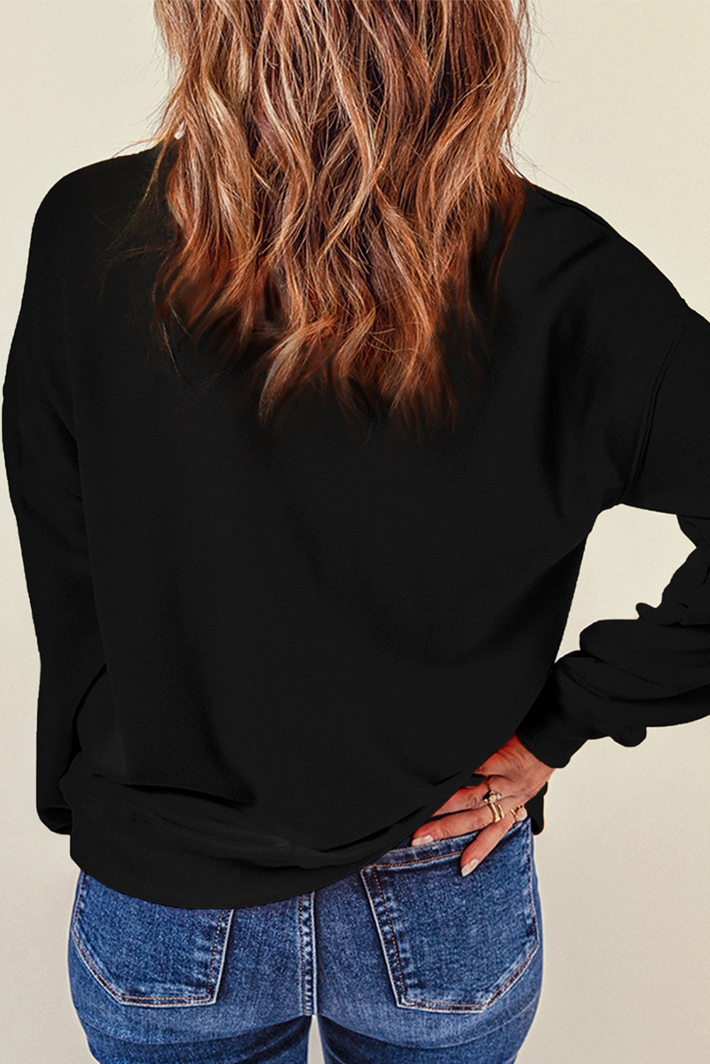 Letter Graphic Round Neck Long Sleeve Sweatshirt - Charming Charlie