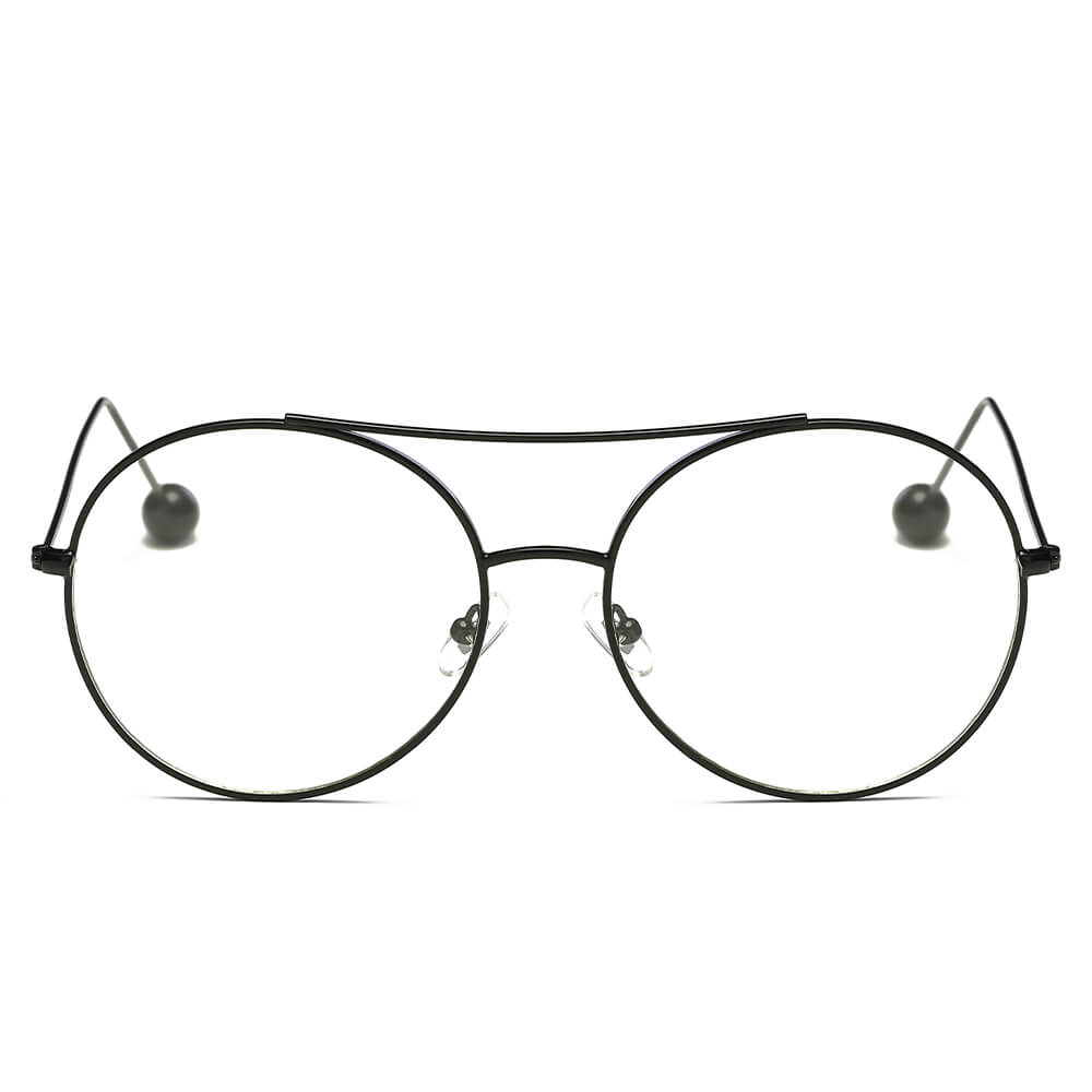 EUREKA | S1016 - Unisex Round Tinted Lens Aviator Clear Glasses Balled Sunglasses - Cramilo Eyewear - Stylish Trendy Affordable Sunglasses Clear Glasses Eye Wear Fashion