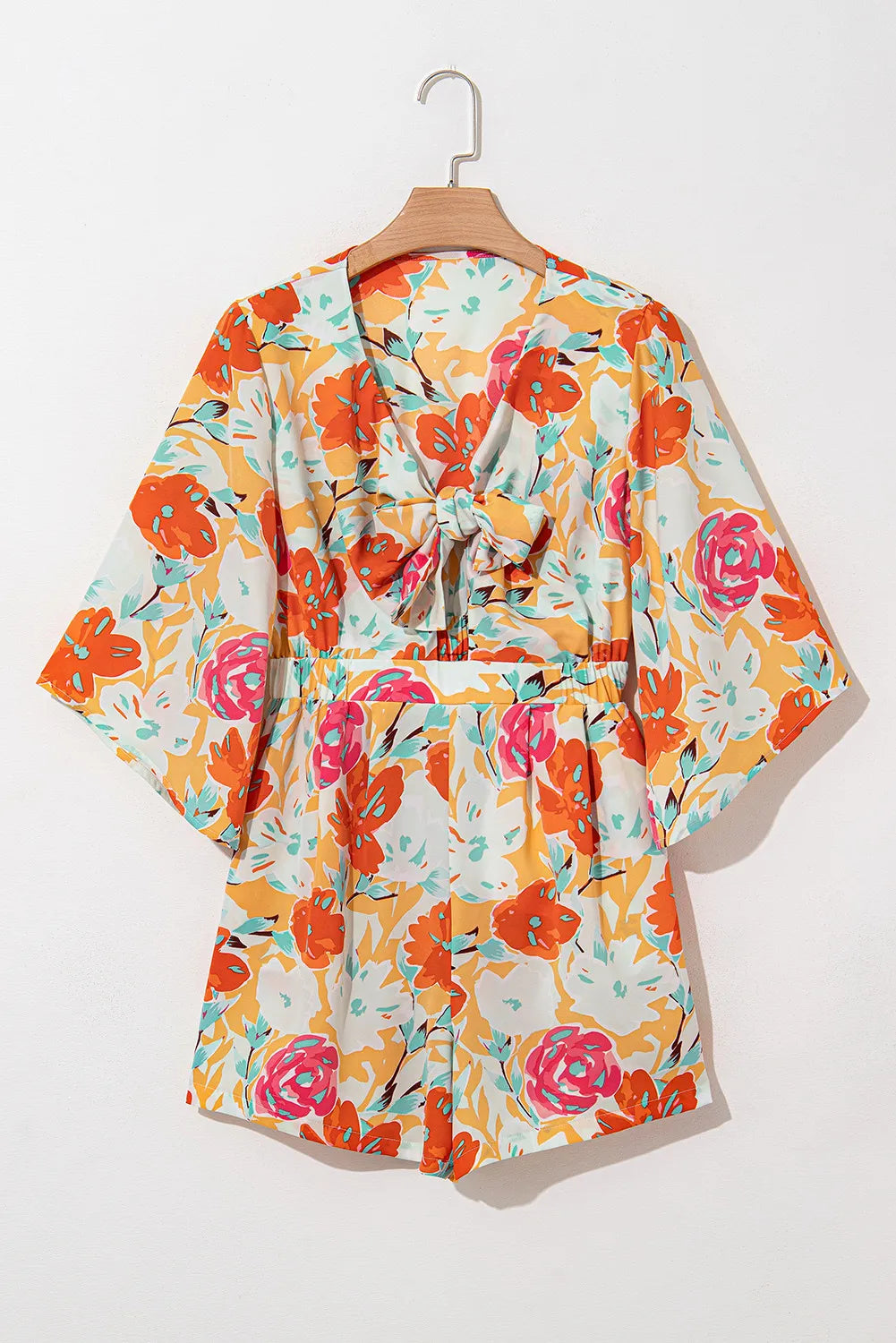Tied Printed Half Sleeve Romper - Charming Charlie
