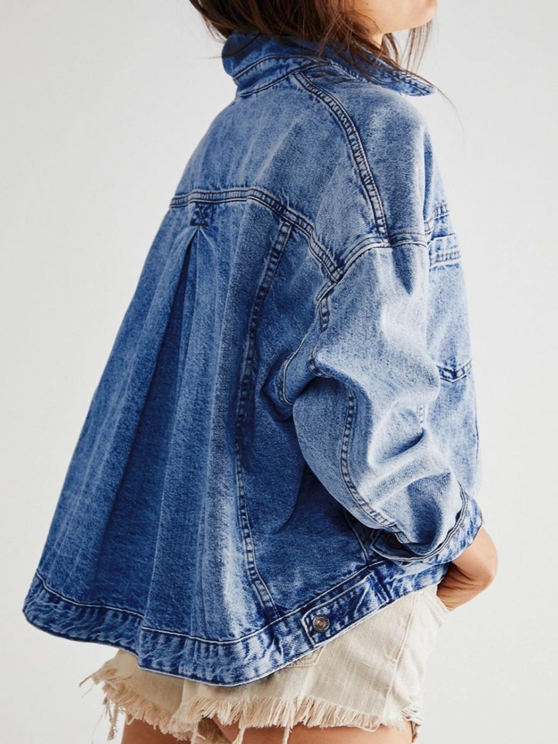 Pocketed Button Up Denim Jacket - Charming Charlie