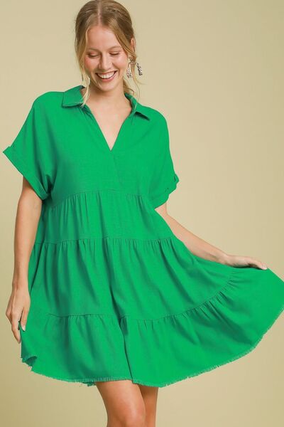 Umgee Full Size Ruffle Tiered Cap Sleeve Midi Dress Plus Size main image 1
