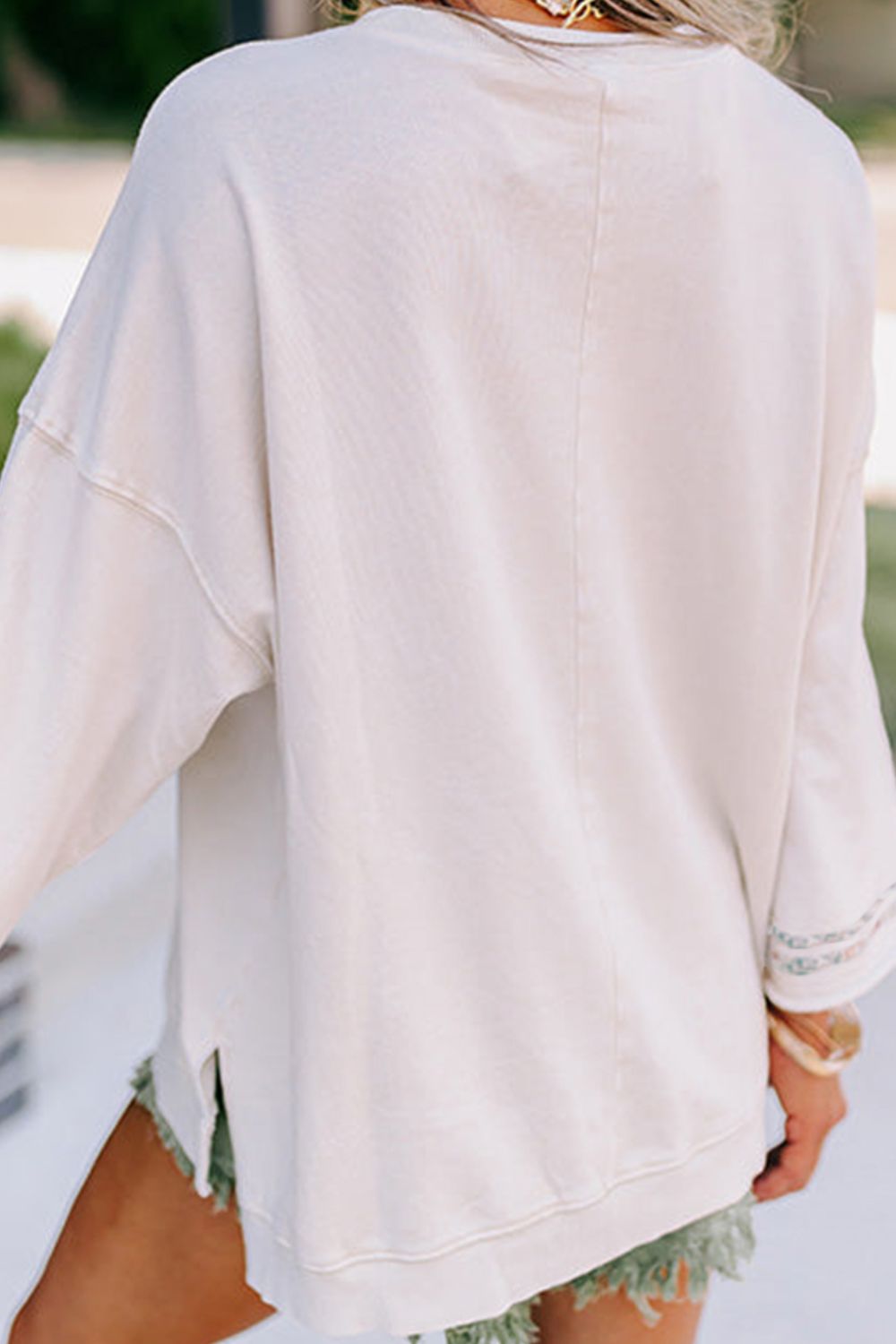 Peace Patch Round Neck Long Sleeve Top - Charming Charlie