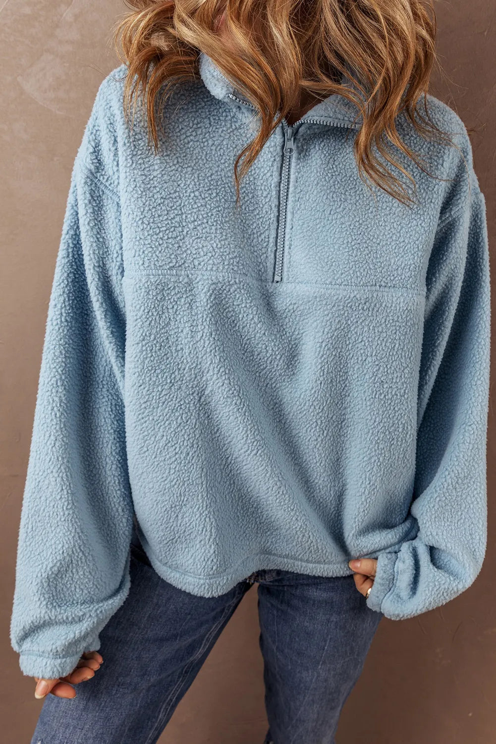 Half Zip Long Sleeve Sweatshirt - Charming Charlie