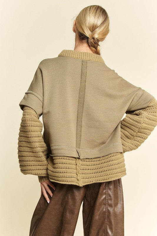 Davi & Dani Faux Layered Round Neck Sweater - Charming Charlie