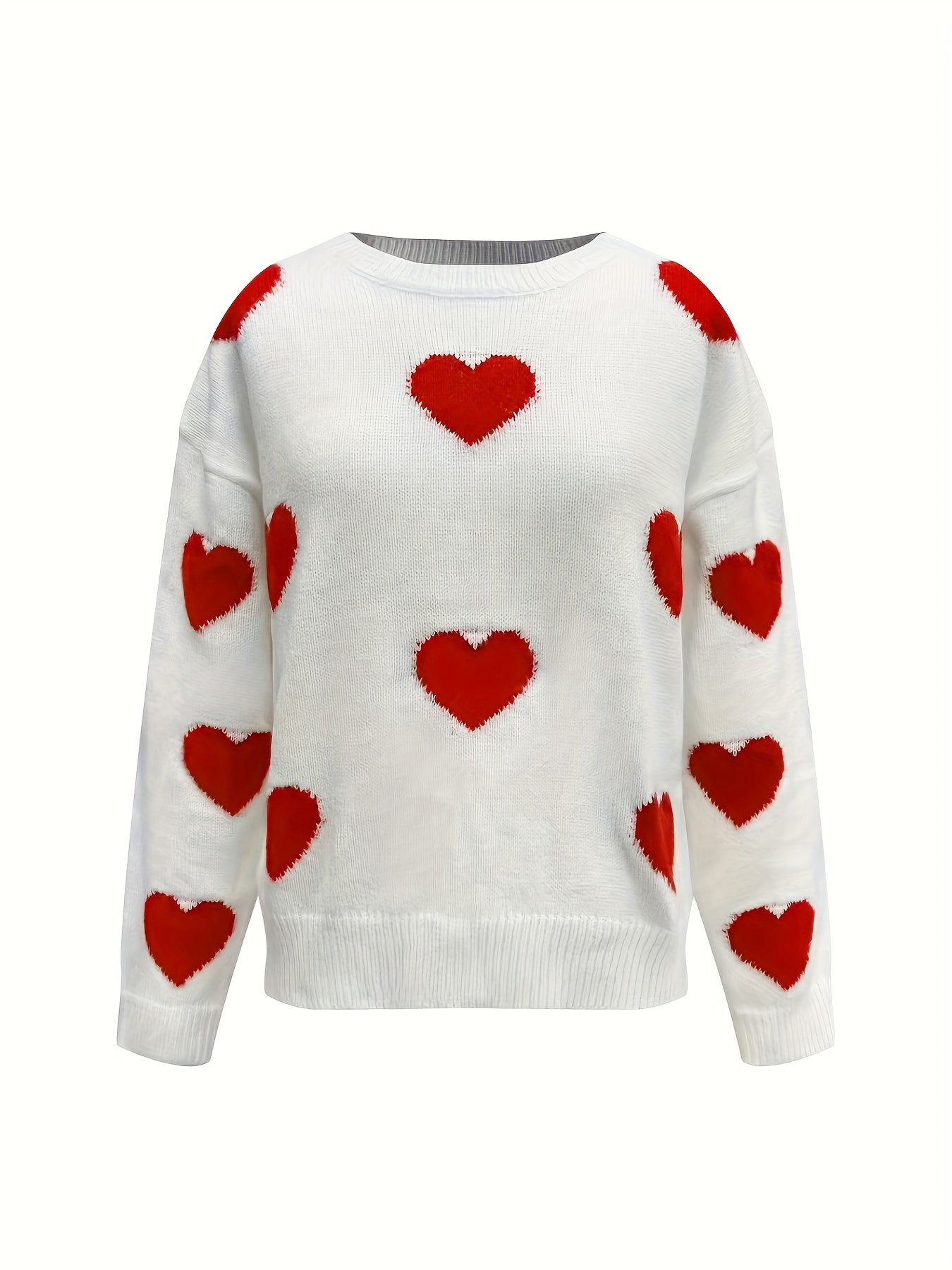 Valentine’s Day Heart Round Neck Long Sleeve Sweater - Charming Charlie