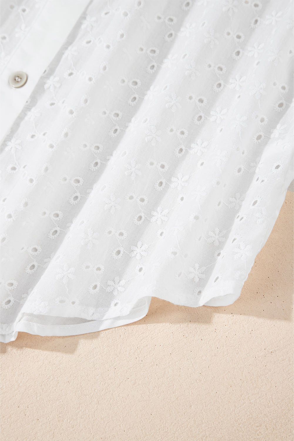 Embroidered Eyelet Collared Neck Long Sleeve Shirt - Charming Charlie