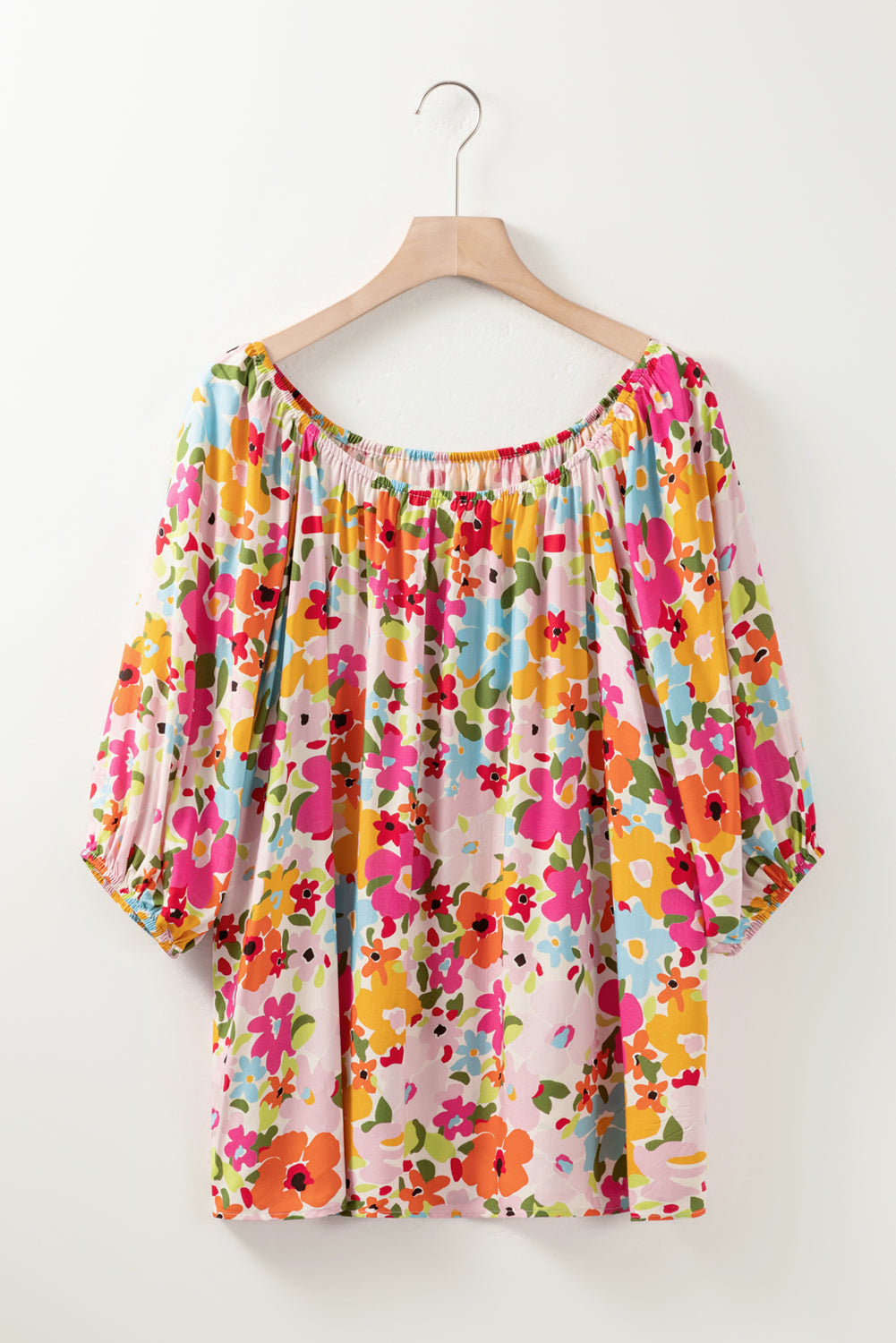 Printed Round Neck Half Sleeve Blouse - Charming Charlie