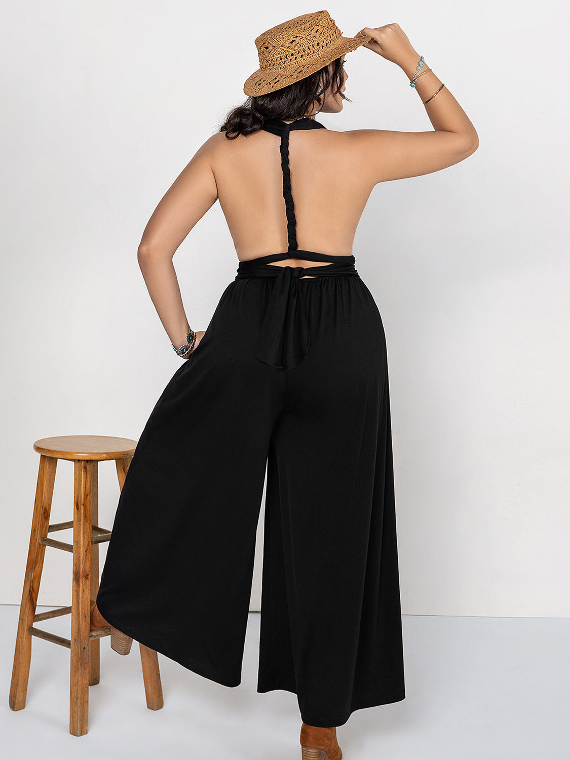 Plus Size V-Neck Wide Leg Jumpsuit - Charming Charlie