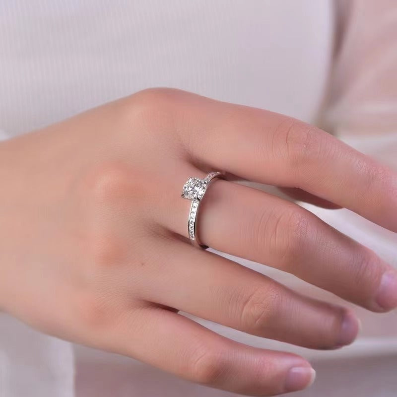 2 Carat Moissanite Zircon 925 Sterling Silver Ring - Charming Charlie