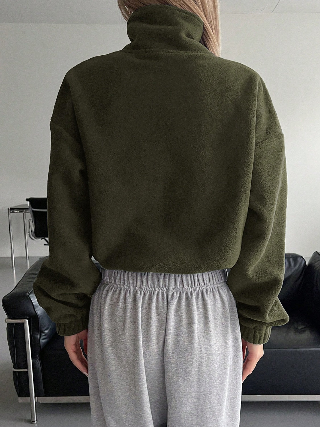 Honey Zip Up Long Sleeve Cropped Jacket - Charming Charlie