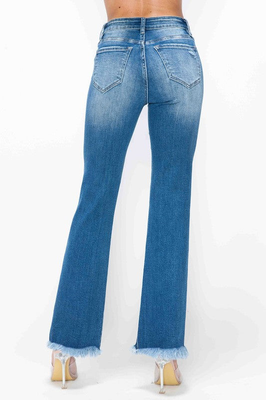 bytos Full Size Raw Hem Distressed High Rise Bootcut Jeans - Charming Charlie