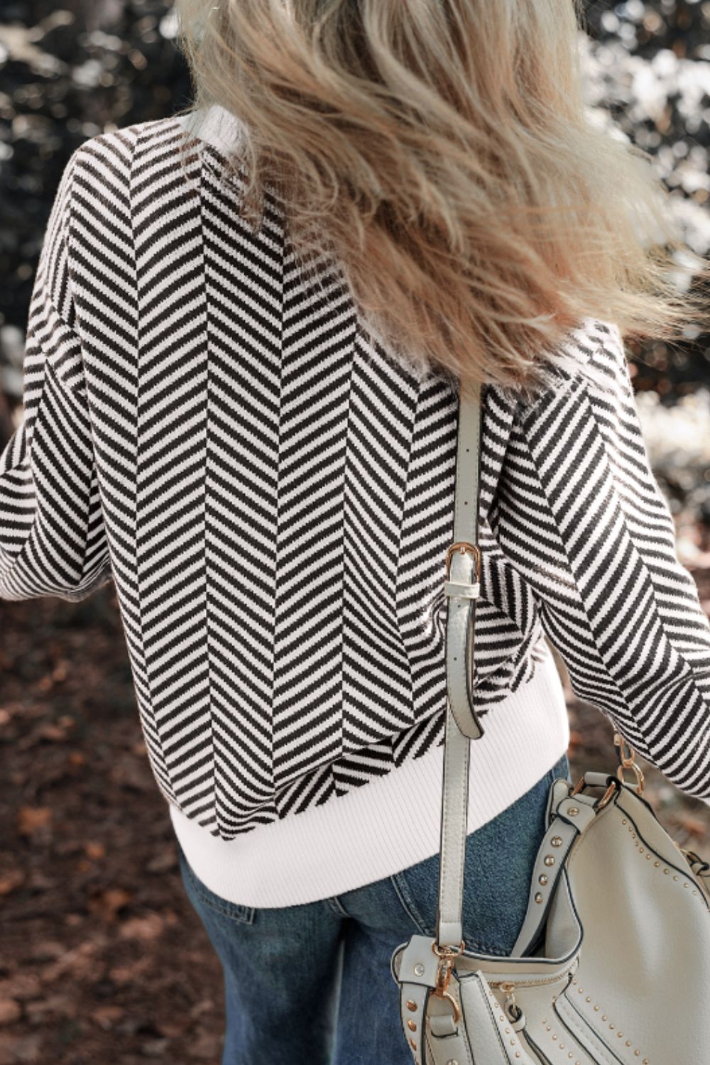 Striped Round Neck Long Sleeve Sweater - Charming Charlie