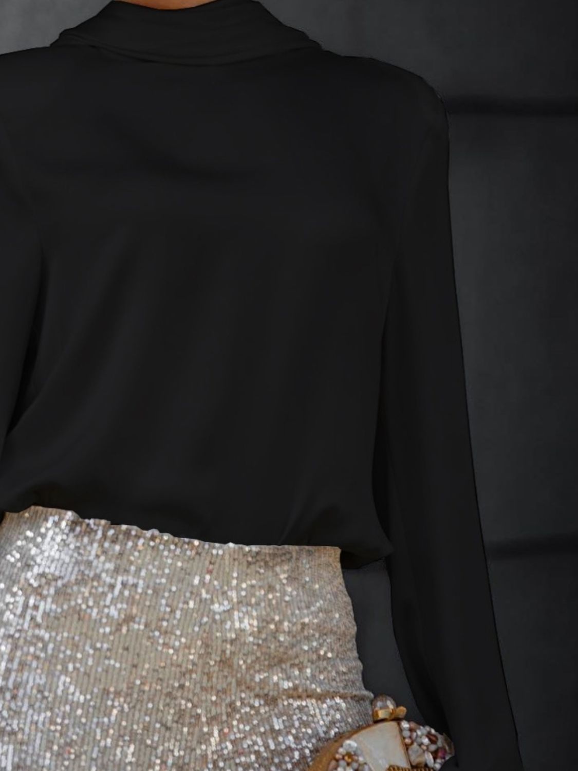 Backless Cowl Neck Long Sleeve Blouse - Charming Charlie