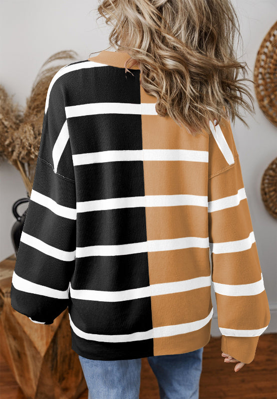 Contrast Striped Long Sleeve Sweatshirt - Charming Charlie