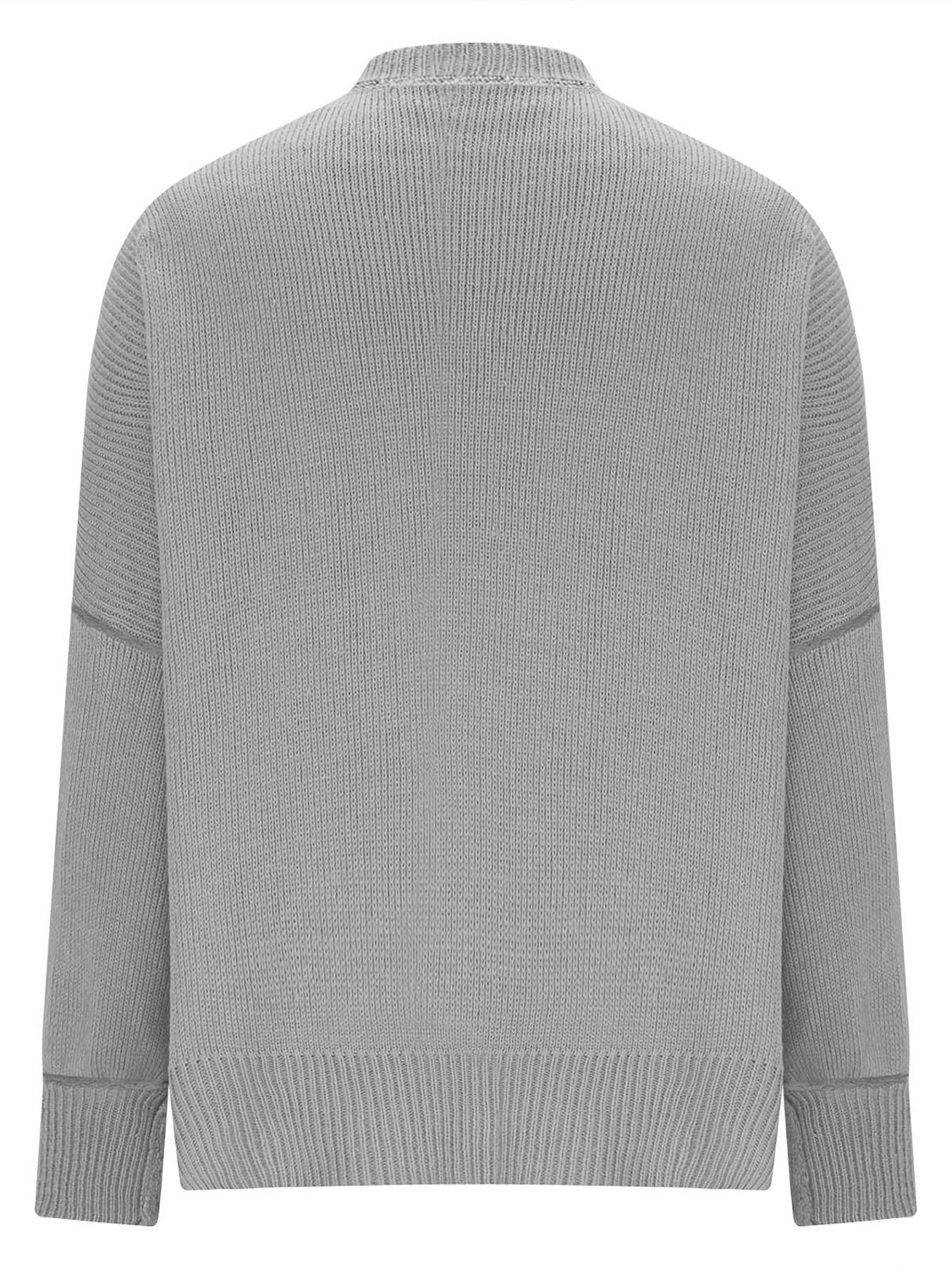 Round Neck Long Sleeve Sweater - Charming Charlie