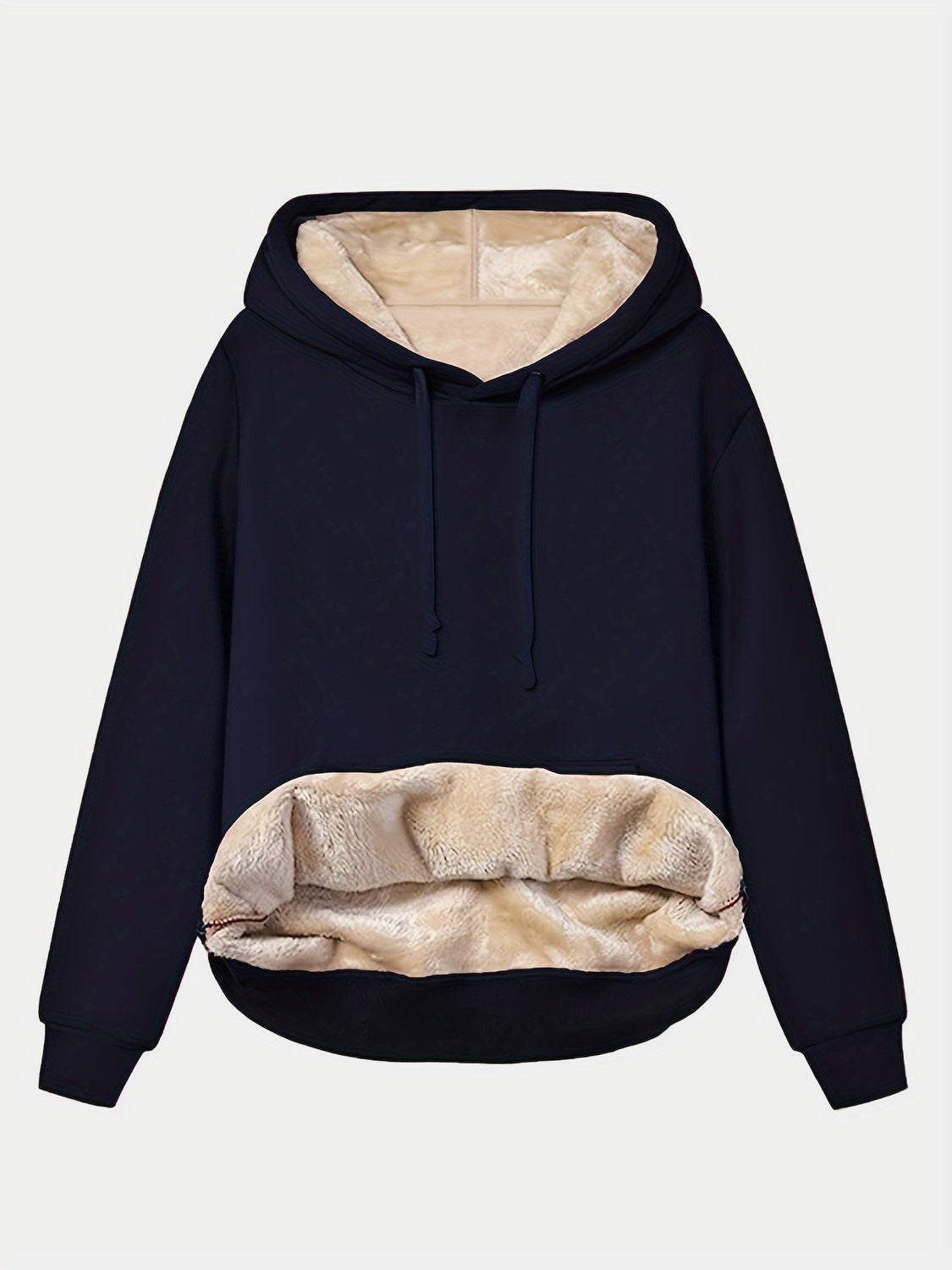 Drawstring Long Sleeve Hoodie with Kangaroo Pocket - Charming Charlie