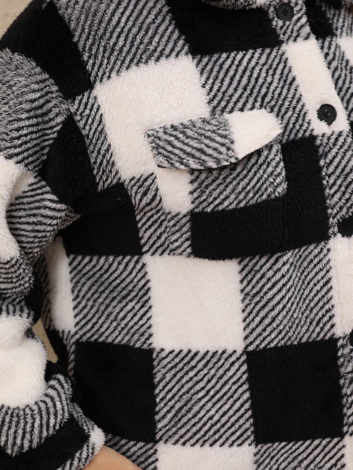 Plus Size Pocketed Plaid Collared Neck Jacket - Charming Charlie