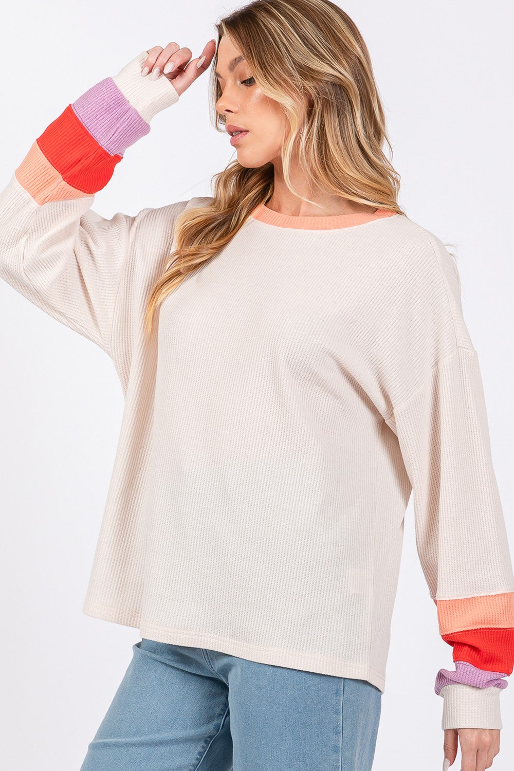 SAGE + FIG Color Block Waffle Knit T-Shirt - Charming Charlie