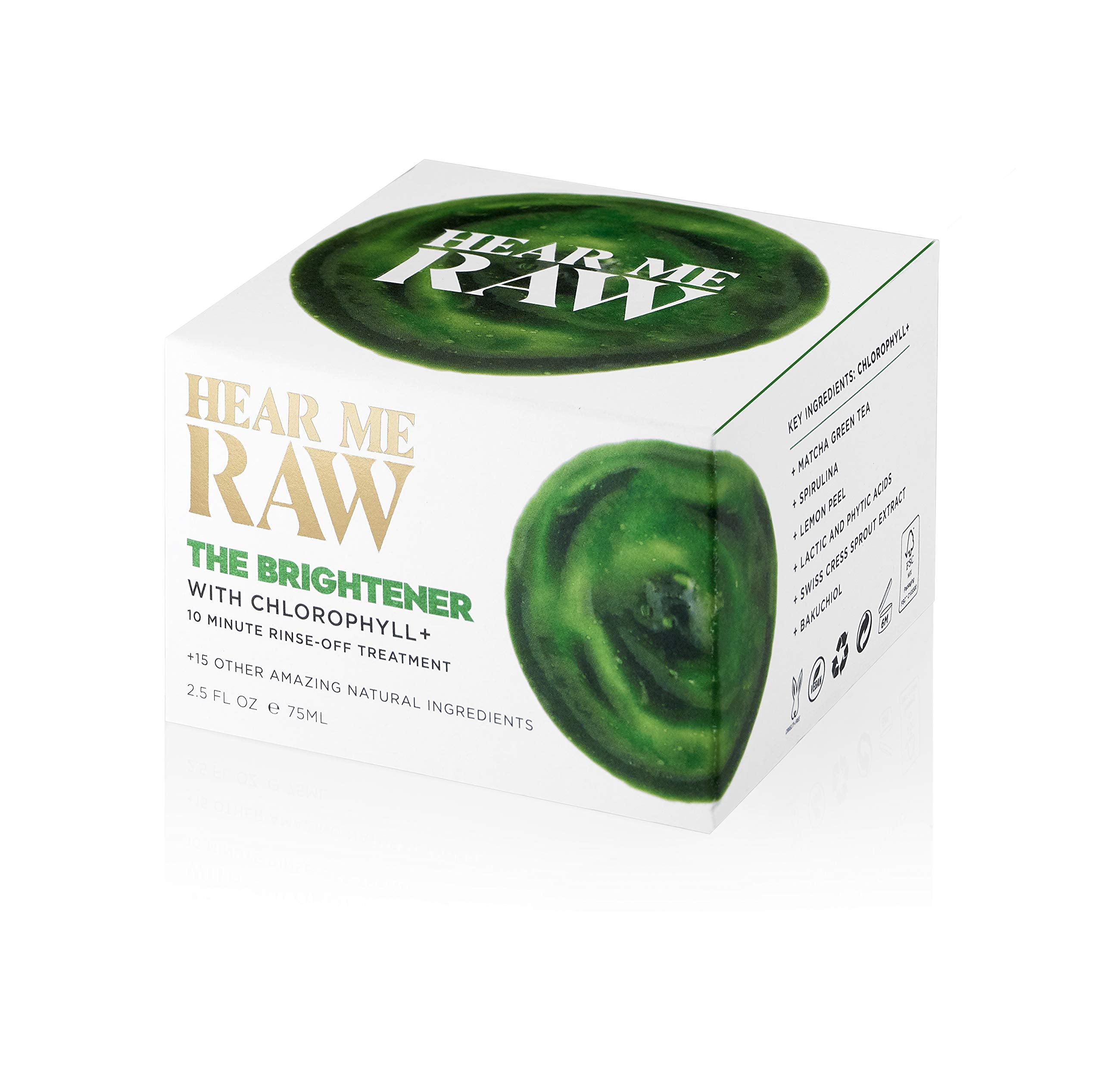 HEAR ME RAW The Brightener with CHLOROPHYLL+ | 10 Minute Plant-Based Rinse-Off Facial Mask for Firmer, Brighter, and Younger-looking Skin | Reduces Fine Lines and Wrinkles | - Charming Charlie
