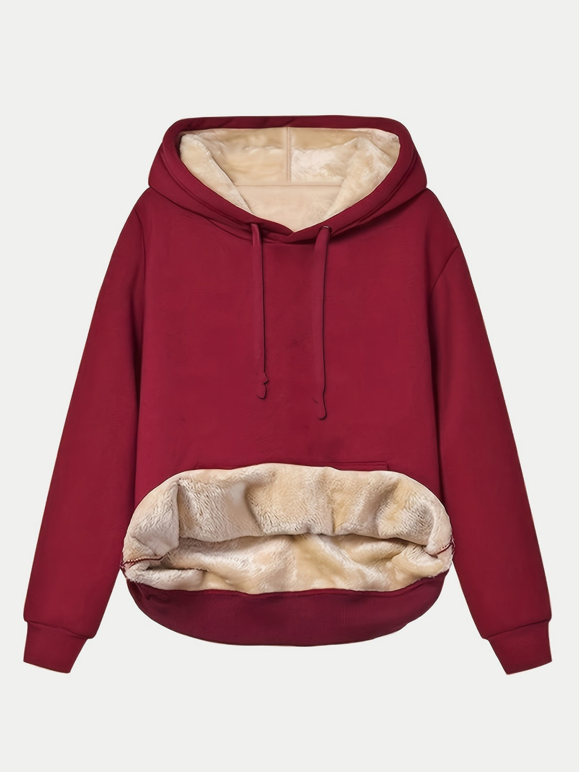 Drawstring Long Sleeve Hoodie with Kangaroo Pocket - Charming Charlie