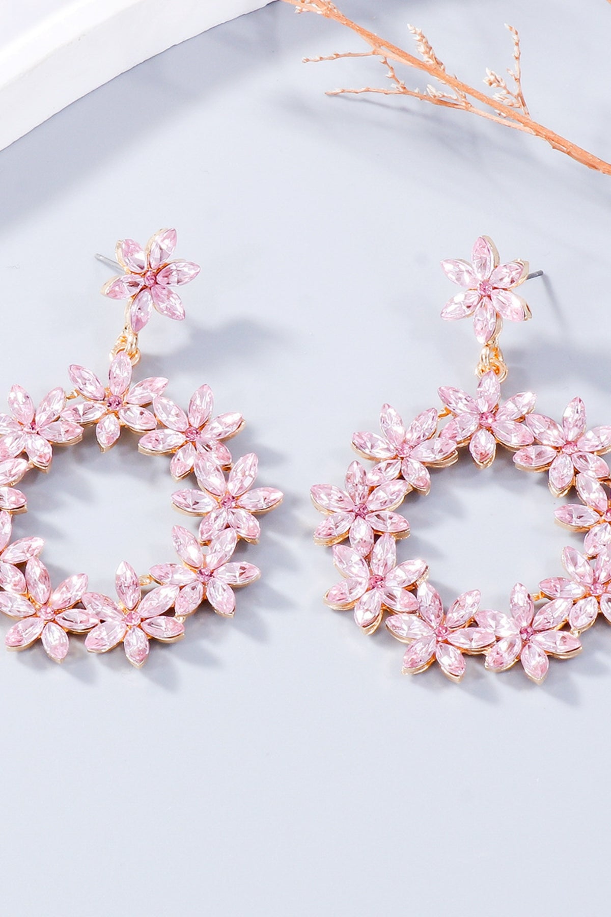 Rhinestone Flower Dangle Earrings - Charming Charlie