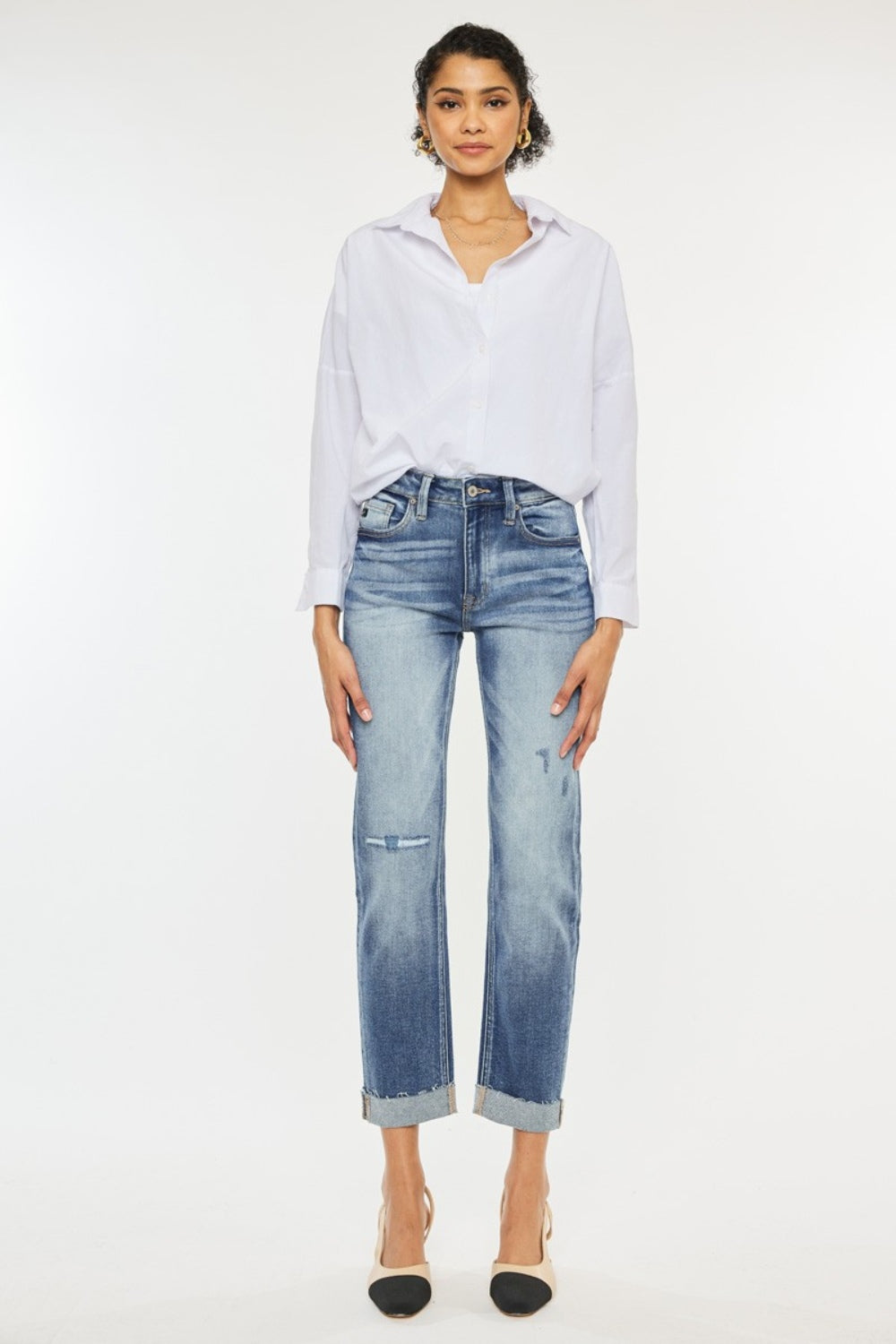 Kancan High Rise Cuffed Straight Jeans - Charming Charlie