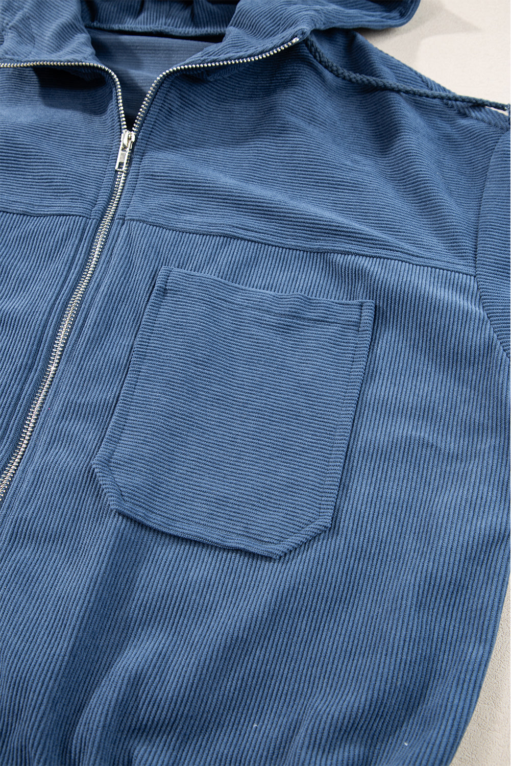 Pocketed Zip Up Long Sleeve Hooded Jacket - Charming Charlie
