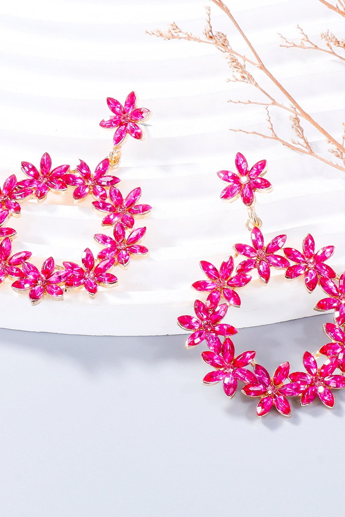 Rhinestone Flower Dangle Earrings - Charming Charlie