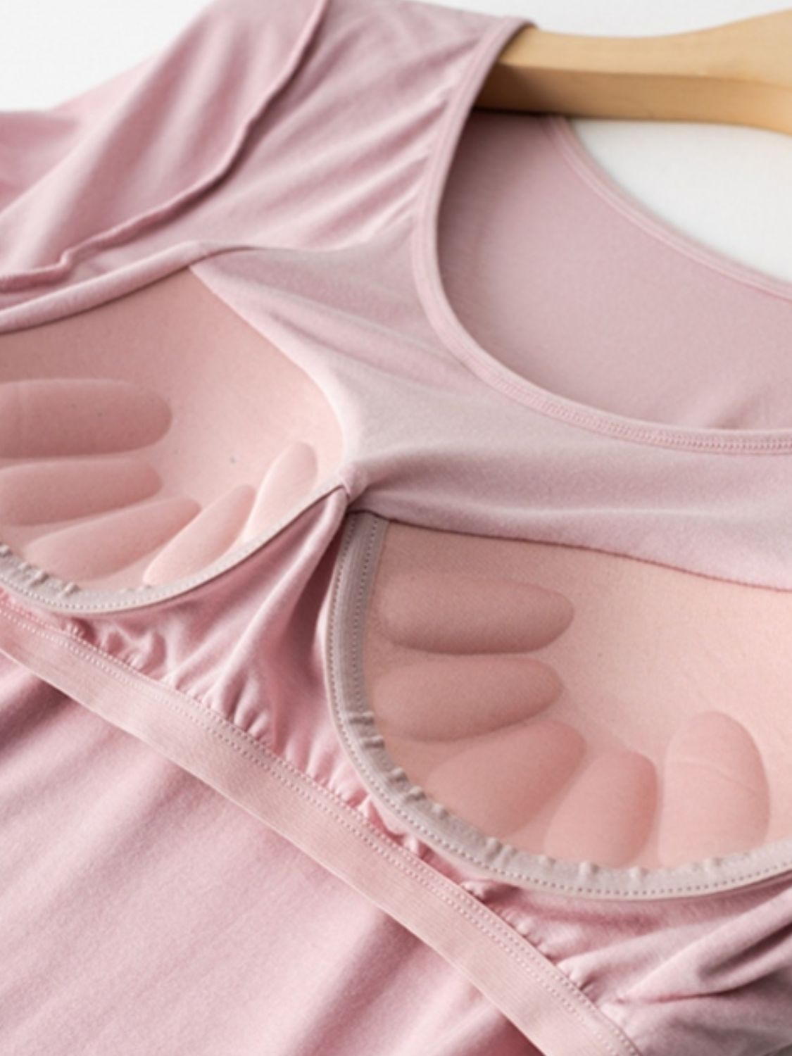 Round Neck Modal T-Shirt with Bra - Charming Charlie