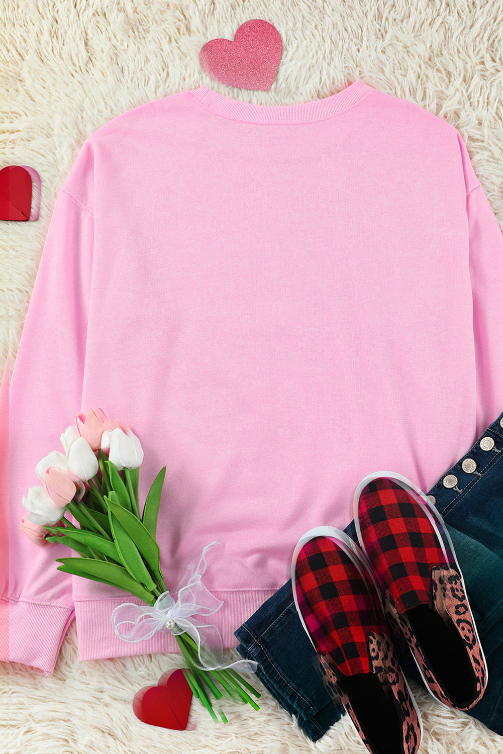 Contrast Heart Long Sleeve Sweatshirt - Charming Charlie