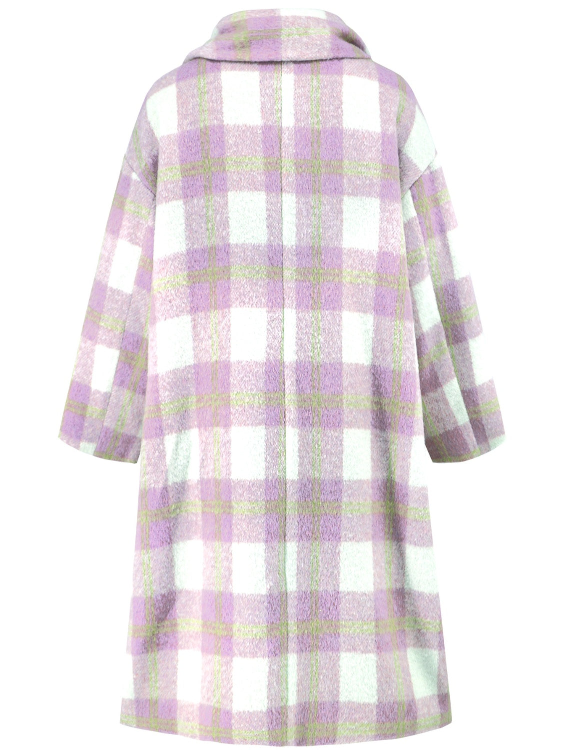 Plaid Button Up Long Sleeve Coat - Charming Charlie