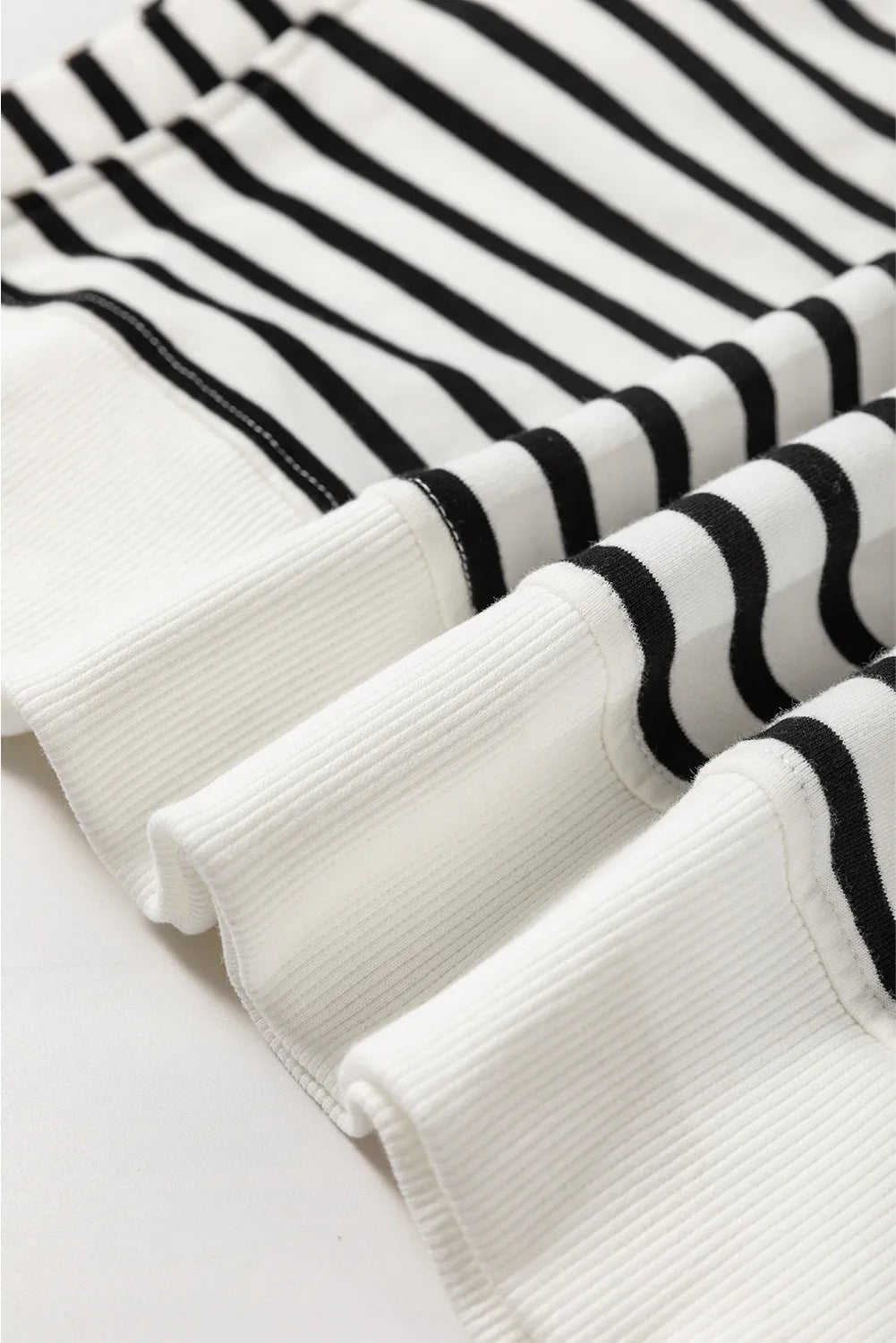 Slit Striped Round Neck Long Sleeve Sweatshirt - Charming Charlie