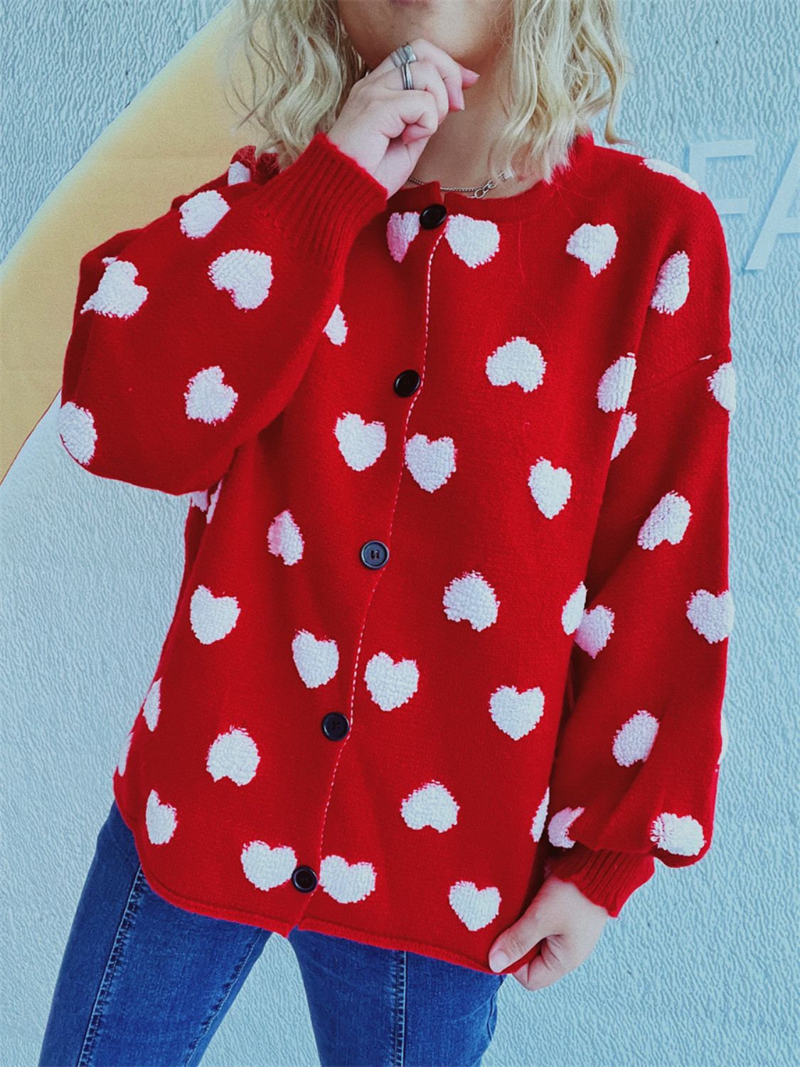 Heart Button Up Long Sleeve Cardigan - Charming Charlie