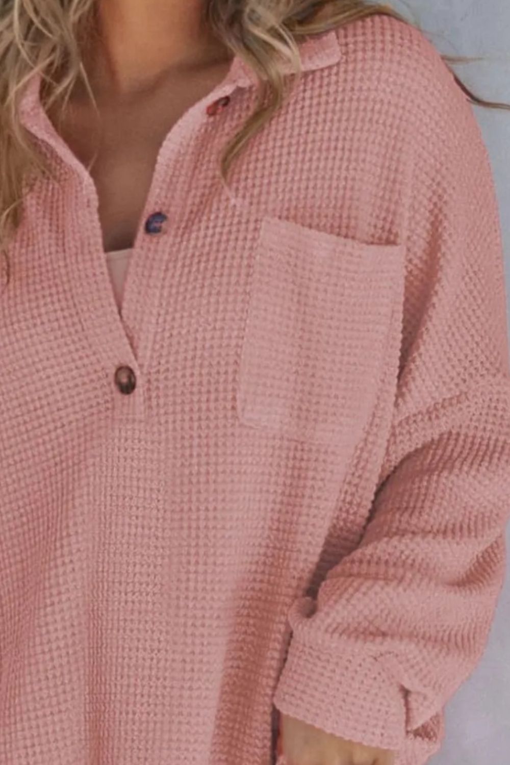 Half Button Long Sleeve Sweatshirt - Charming Charlie