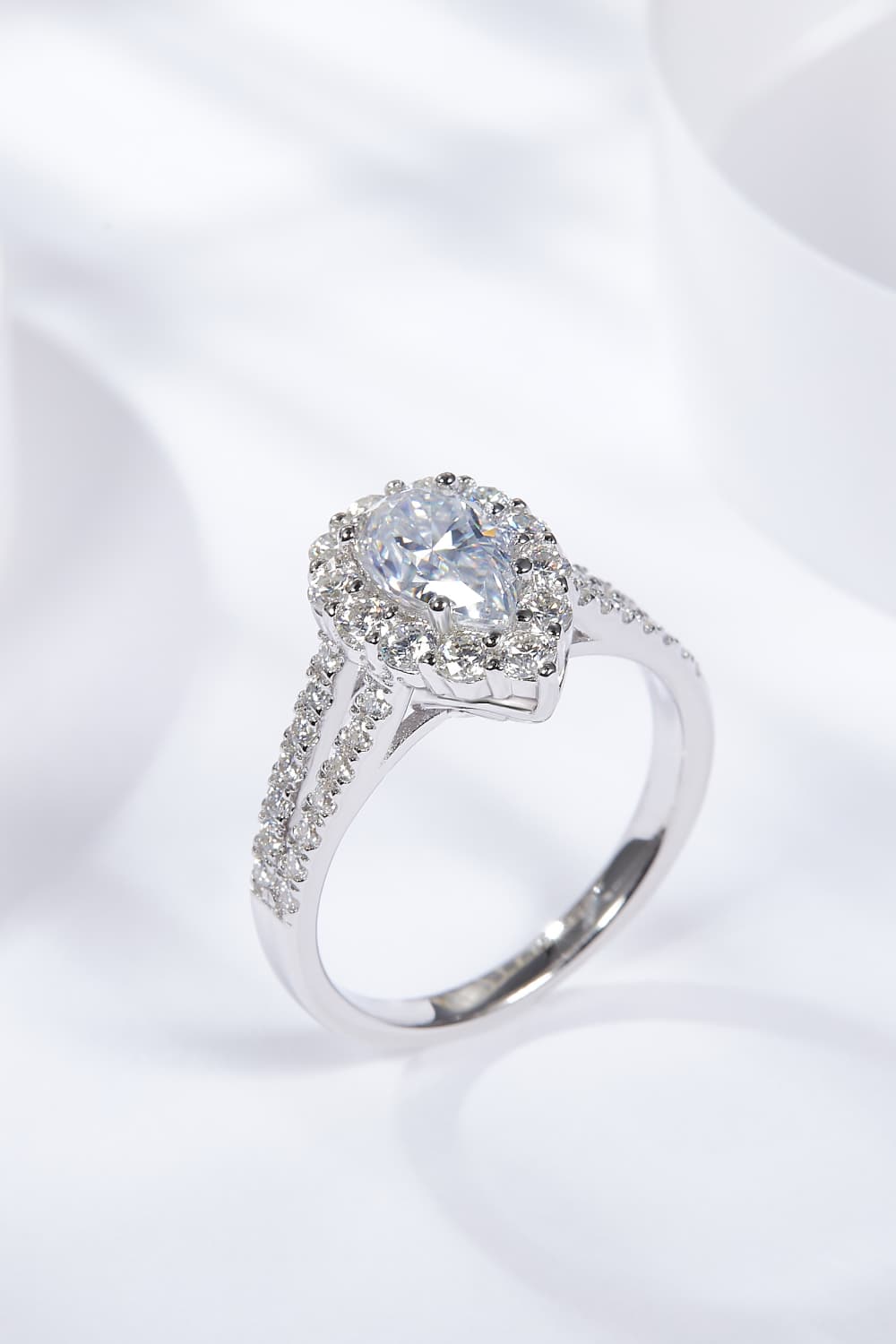 1 Carat Moissanite Teardrop Split Shank Ring - Charming Charlie