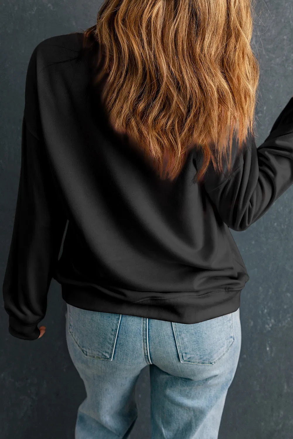 Plus Size Round Neck Long Sleeve Sweatshirt - Charming Charlie