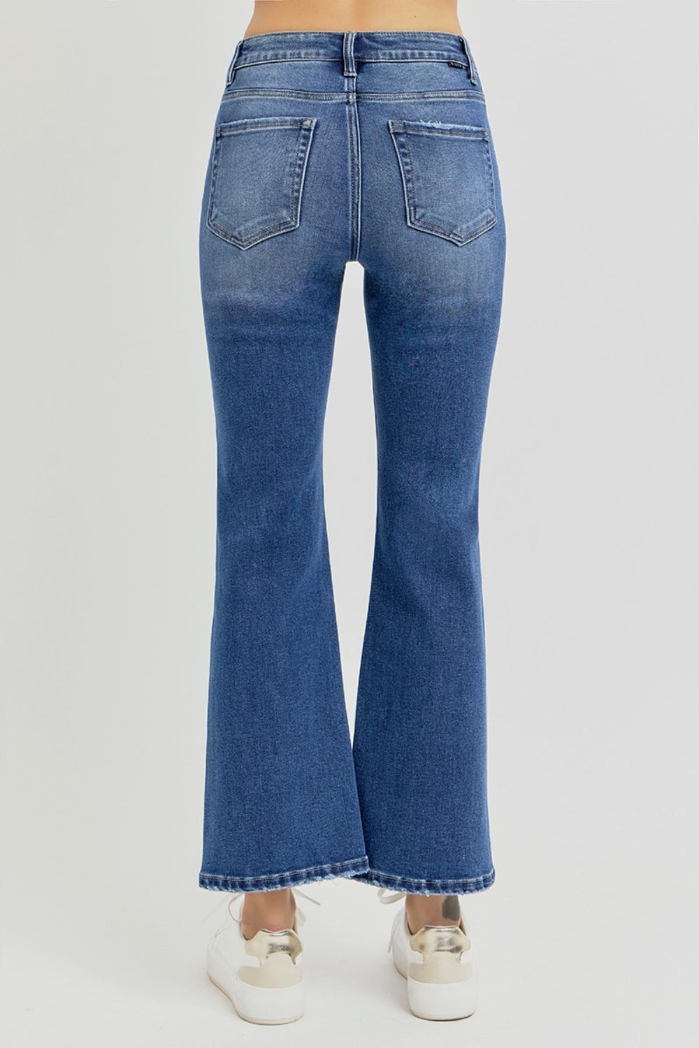 RISEN Full Size Distressed High Rise Crop Flare Jeans - Charming Charlie